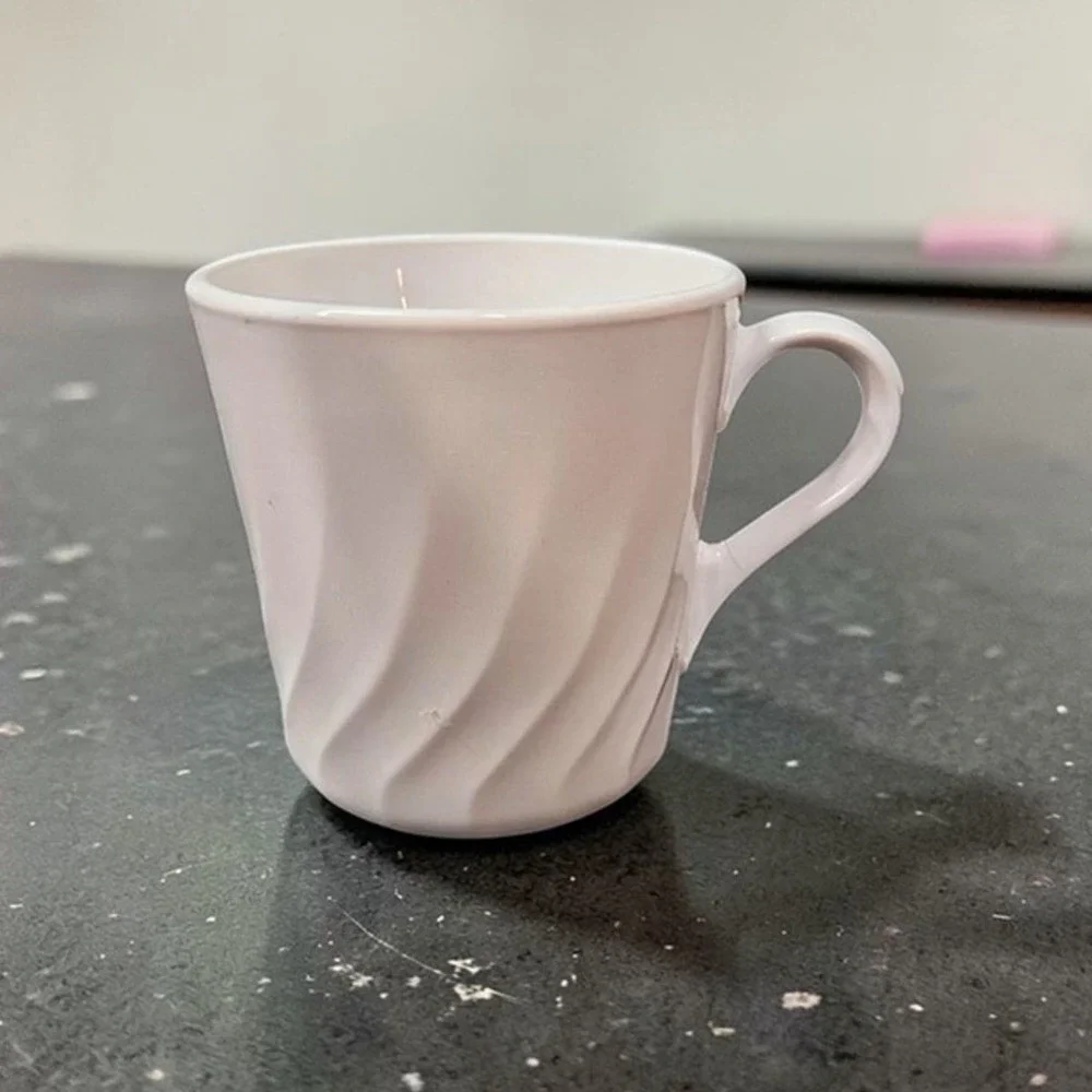 Corelle Enhancements White Swirl‎ Coffee Mug, Vintage Corning USA Cup, Drinkware